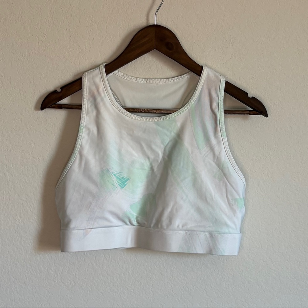 Fabletics White and Mint Sports Bra